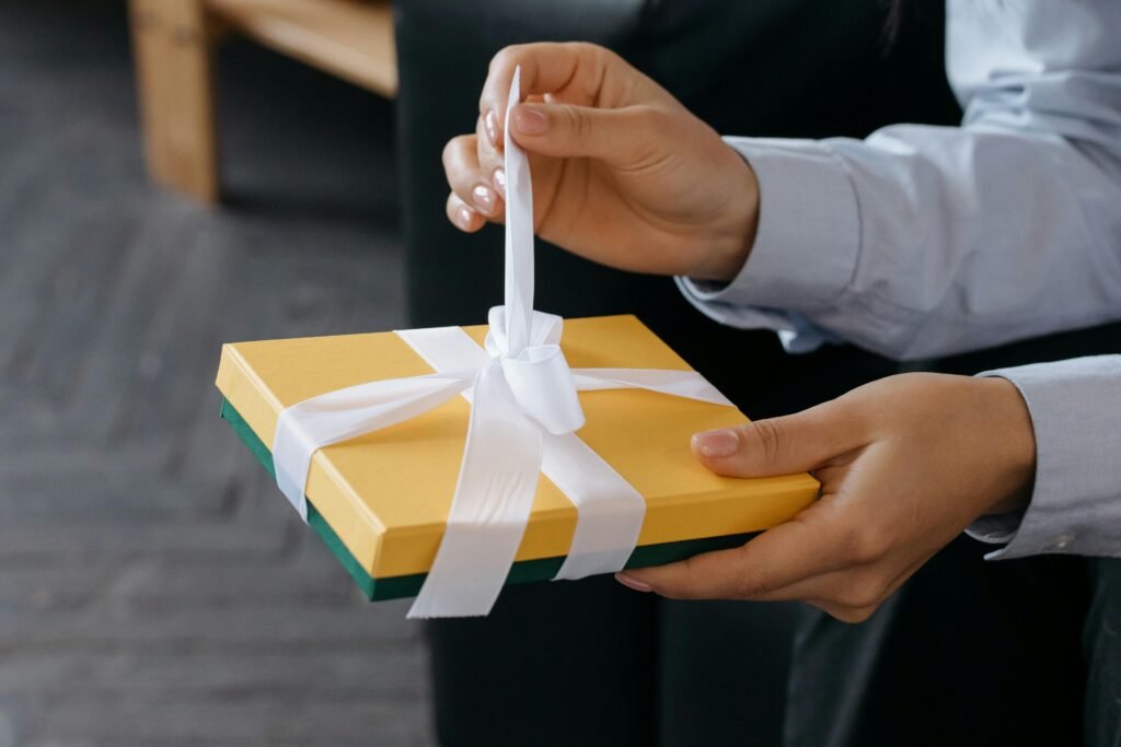 Small wrapped gift representing thoughtful long distance relationship gifts under $25